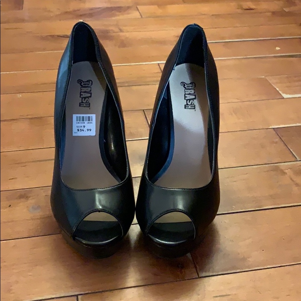 Black peep toe heels